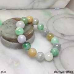 Multi-color jade beads bracelet
