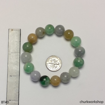 Multi-color jade beads bracelet