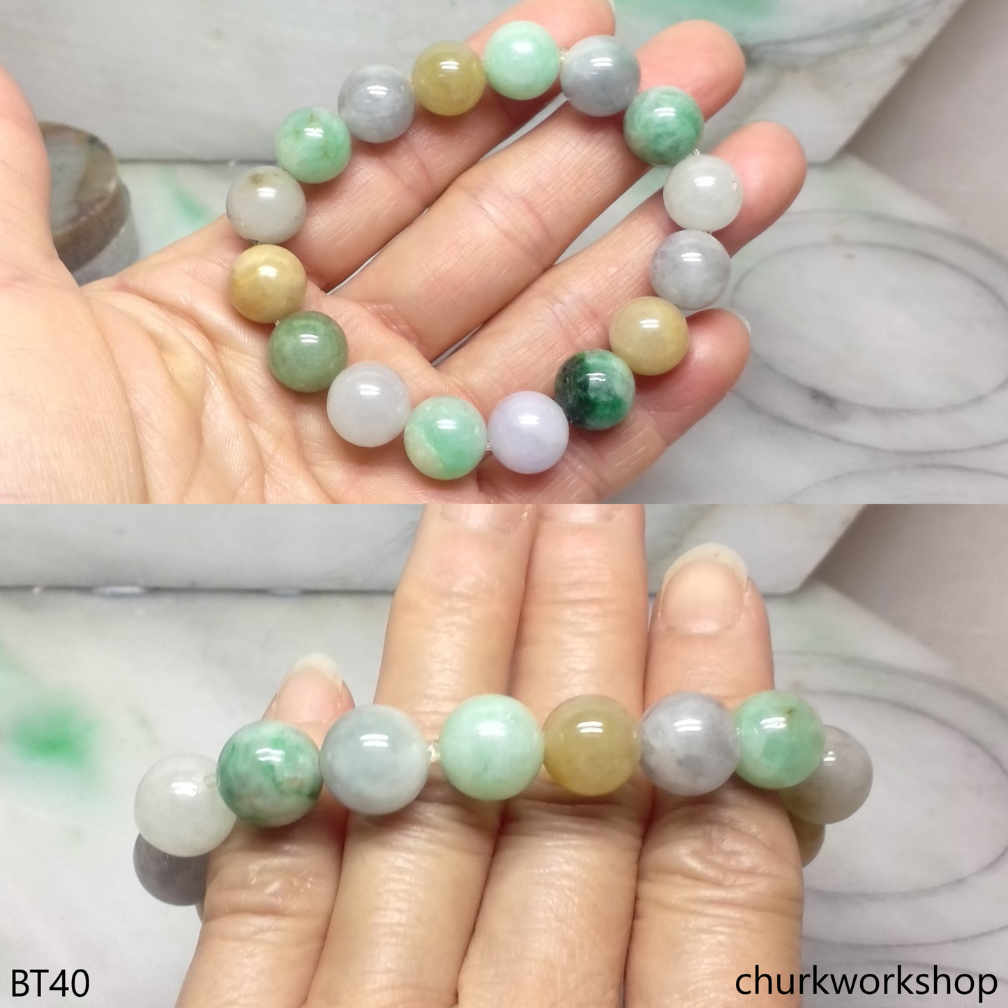 Multi-color jade beads bracelet