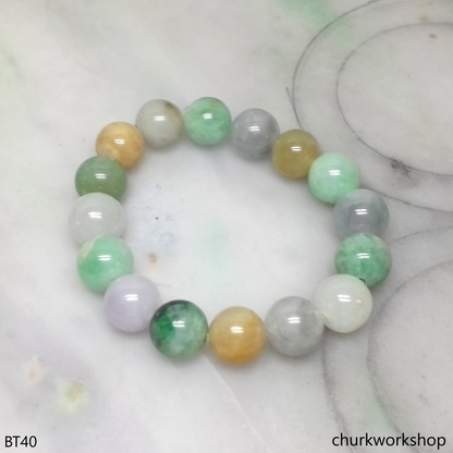 Multi-color jade beads bracelet