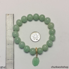 Light green beads jade bracelet with charm