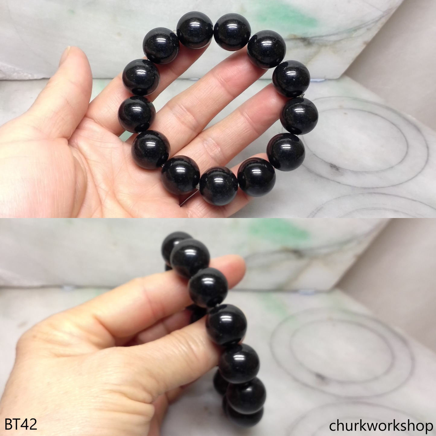 Reserved for mtpei      Black jade beads bracelet
