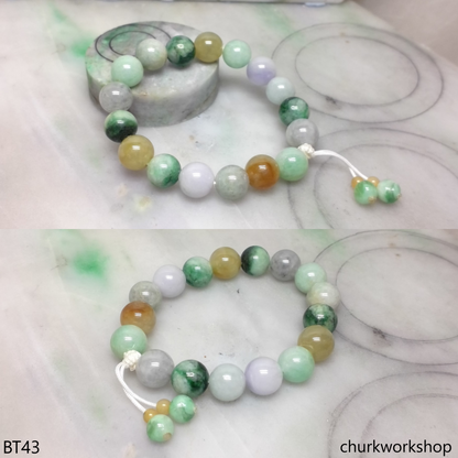 Multi-color jade beads bracelet