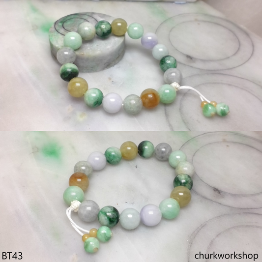 Multi-color jade beads bracelet