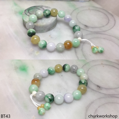 Multi-color jade beads bracelet