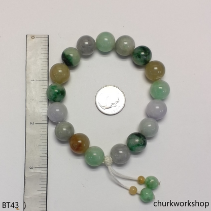 Multi-color jade beads bracelet