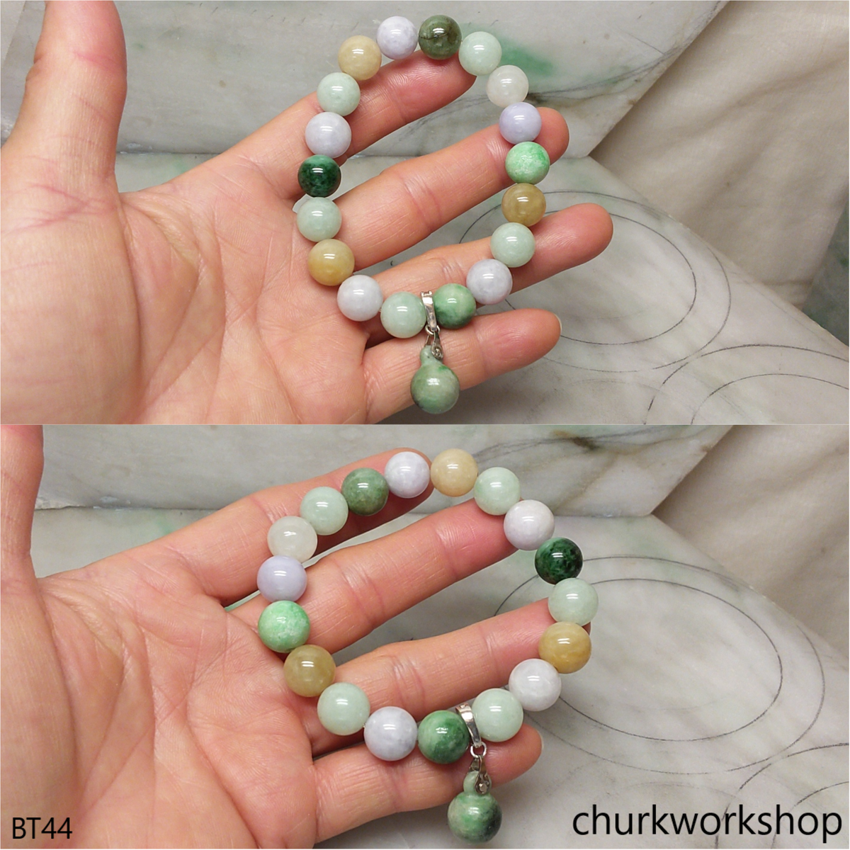 Multi-color jade beads bracelet