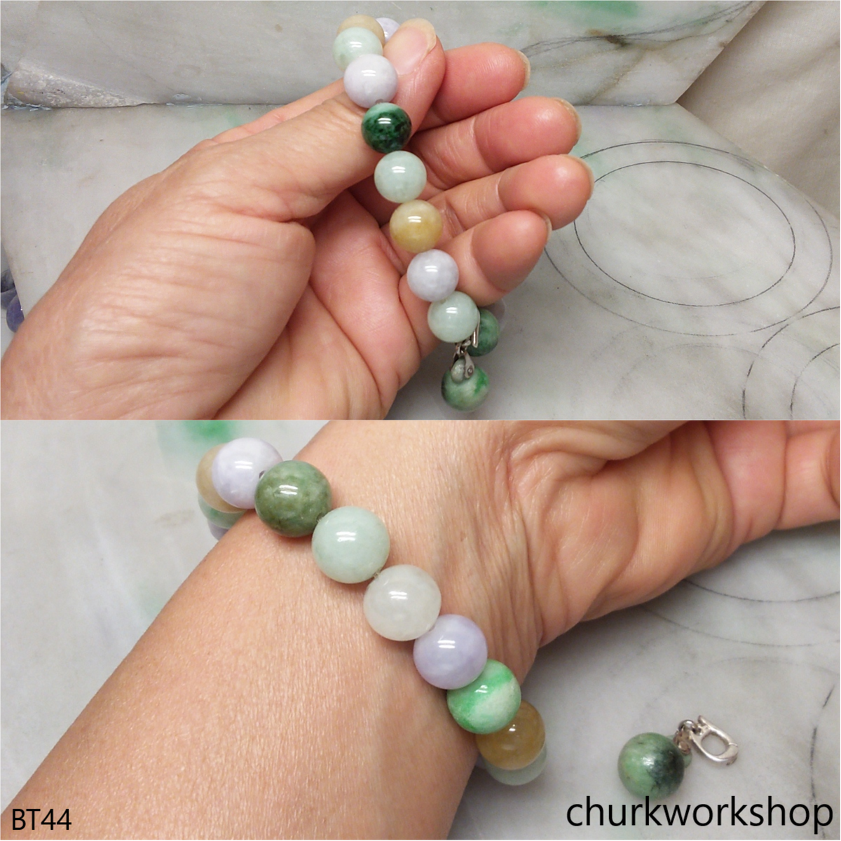 Multi-color jade beads bracelet