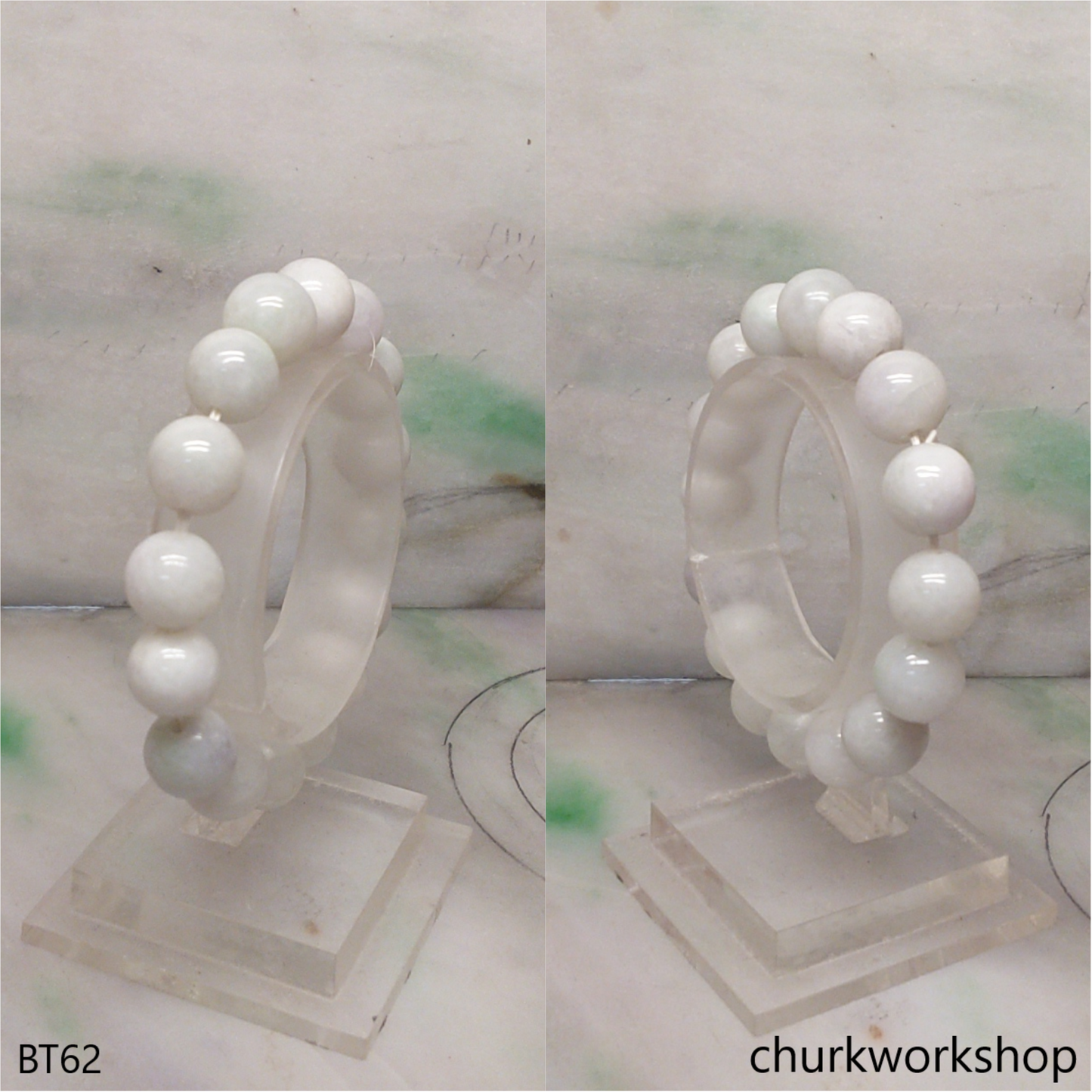 Pale green & lavender mix beads bracelet