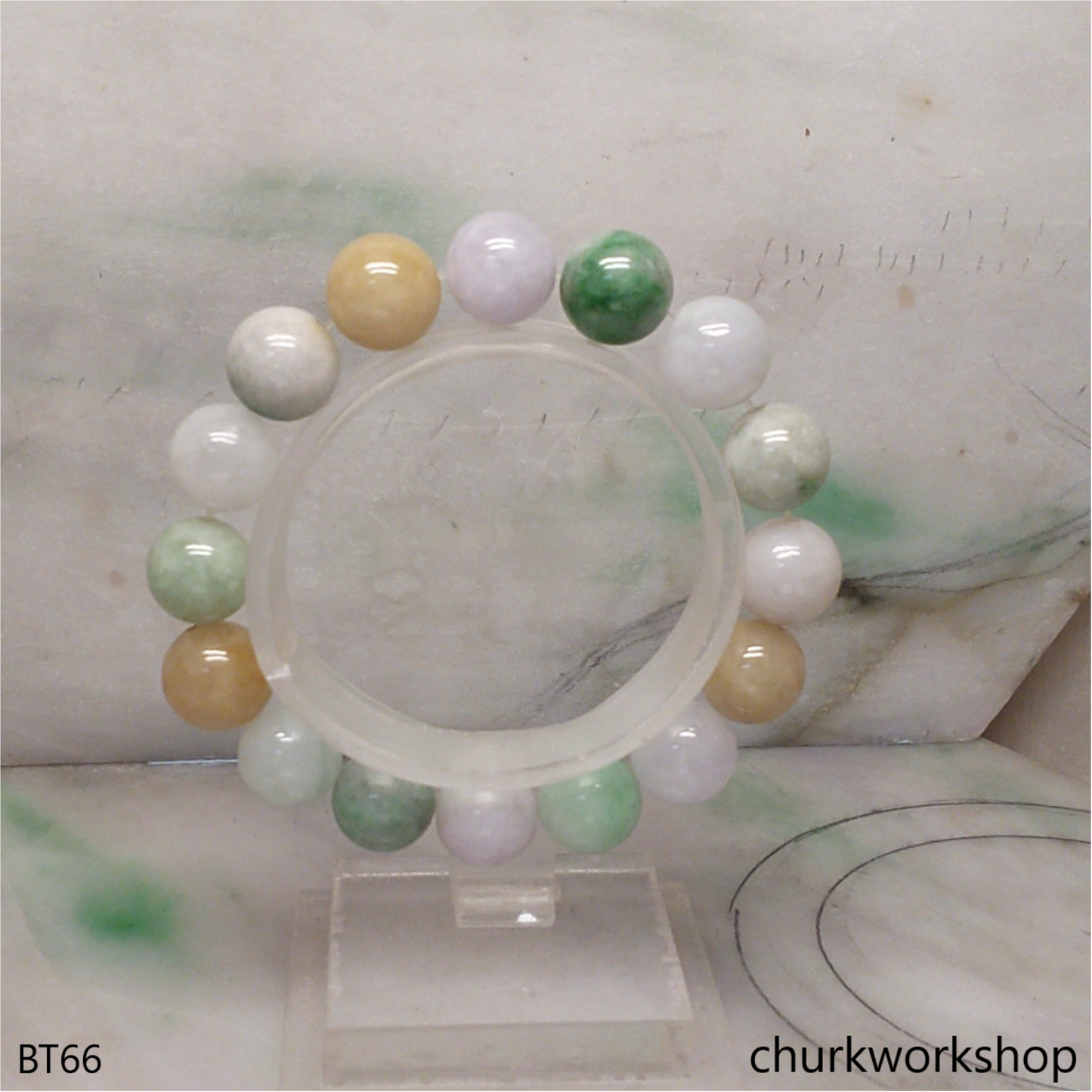 Multi-color jade beads bracelet