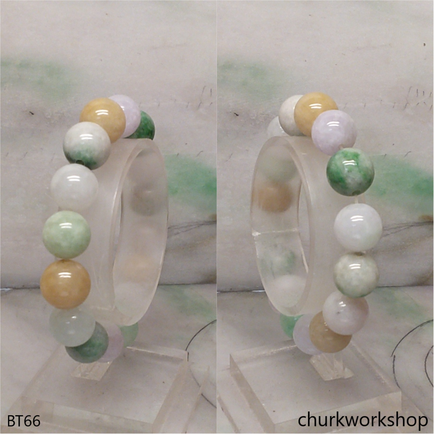 Multi-color jade beads bracelet