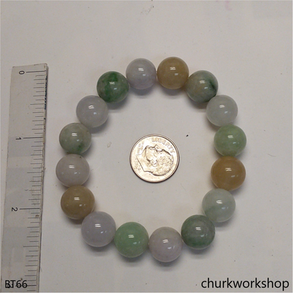 Multi-color jade beads bracelet