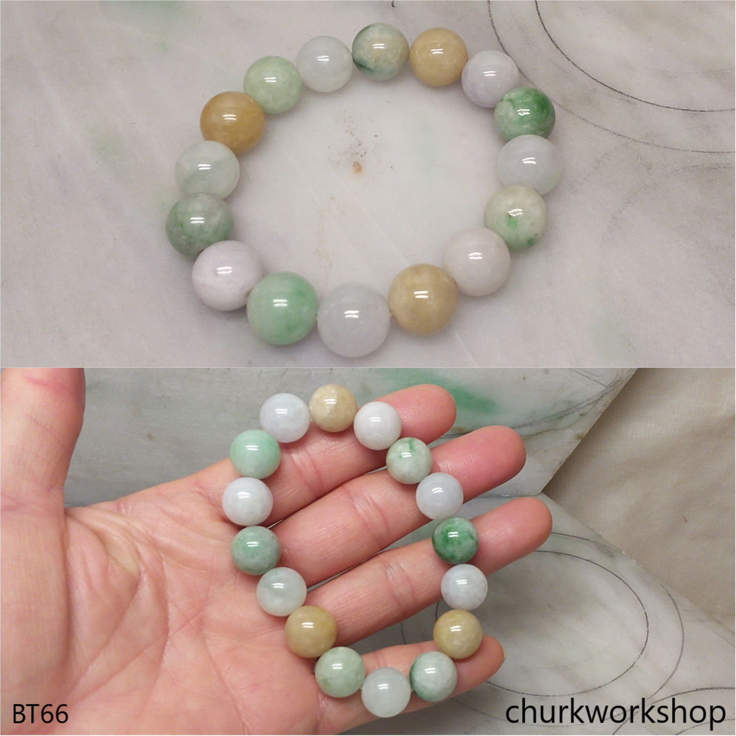 Multi-color jade beads bracelet