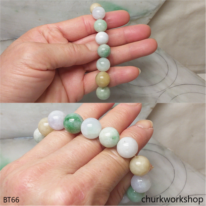 Multi-color jade beads bracelet