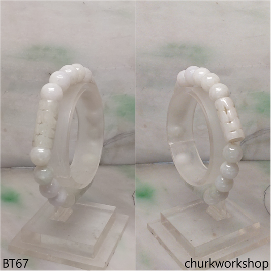 Pale green beads & long tube bracelet