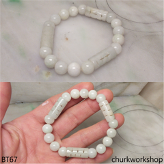 Pale green beads & long tube bracelet