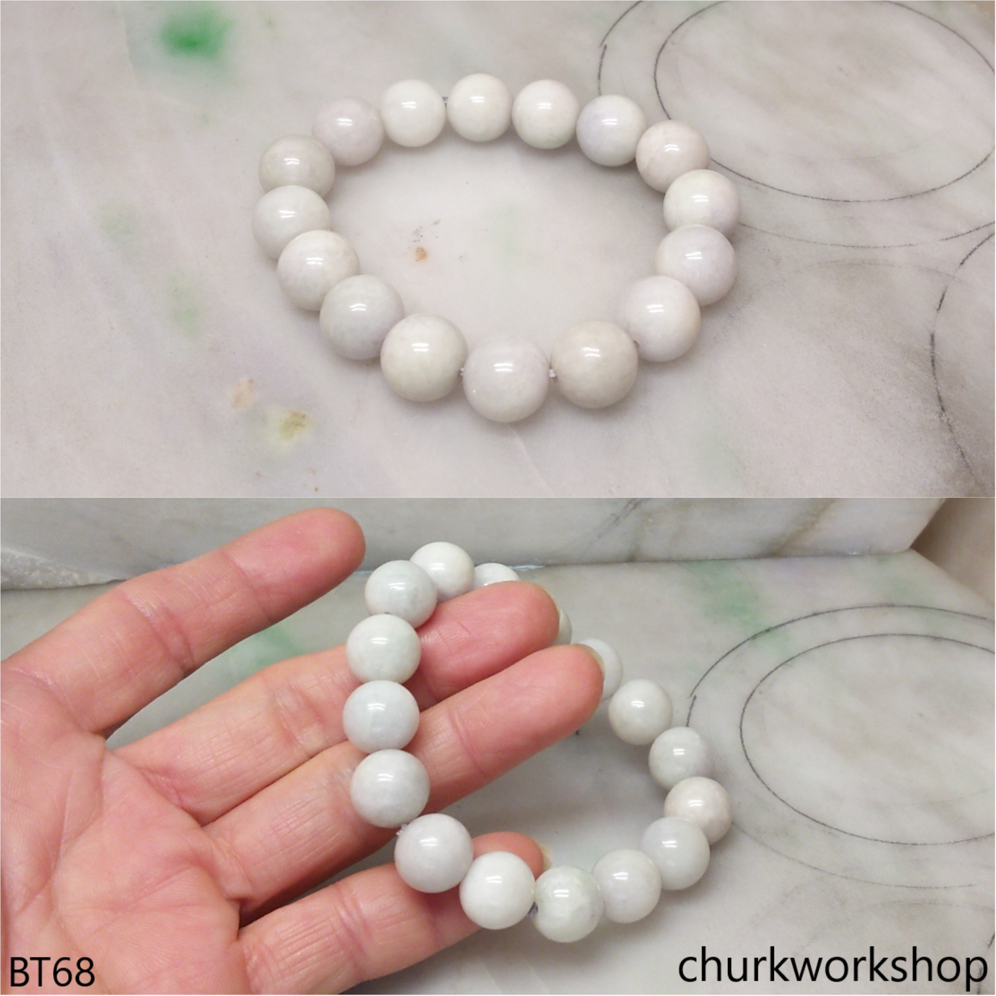 Pale green beads bracelet