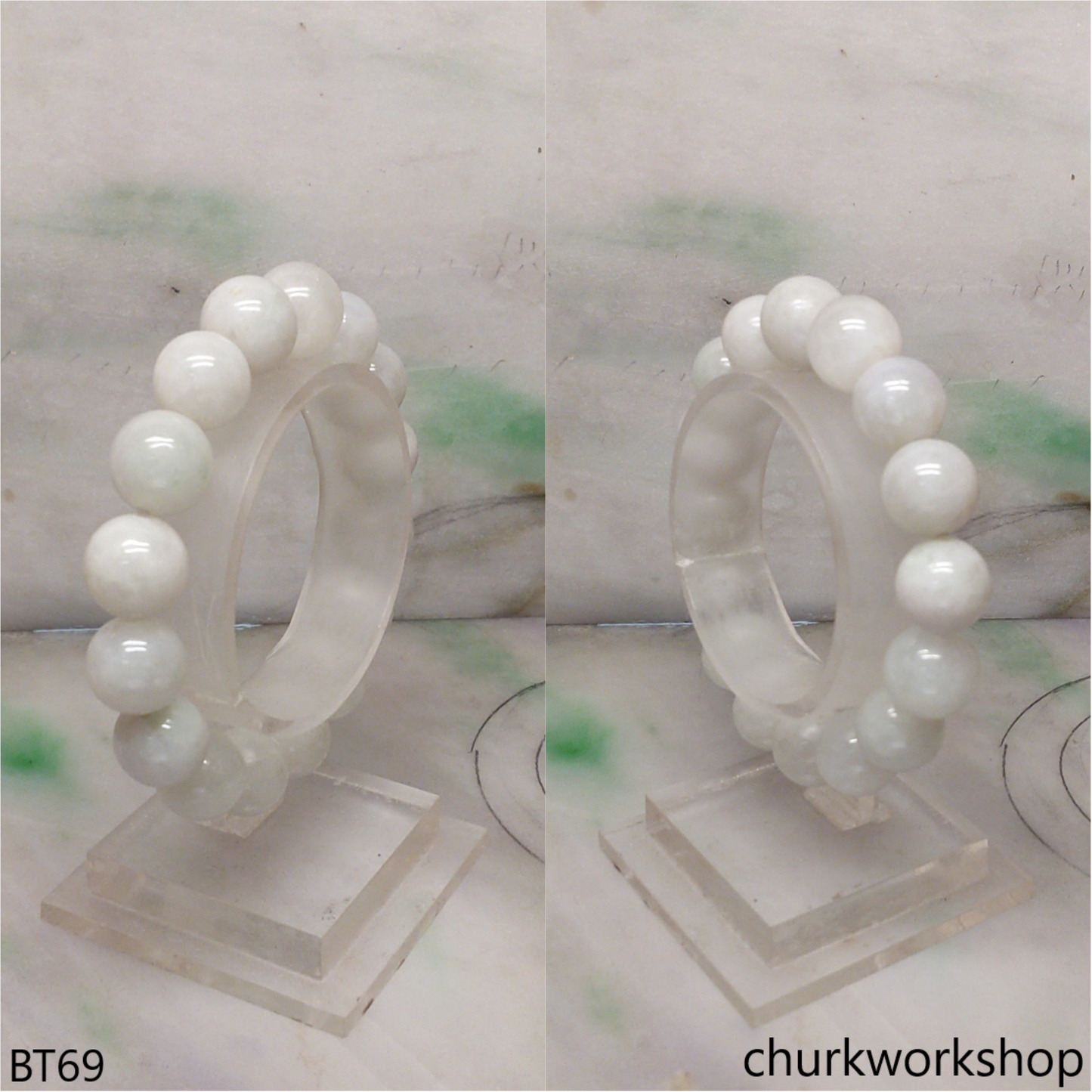 Pale green beads bracelet