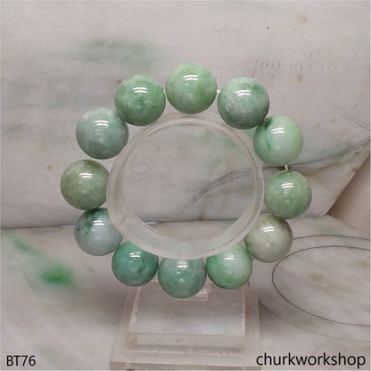Green large beads jade bracelet