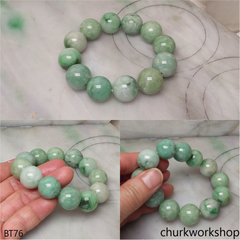Green large beads jade bracelet