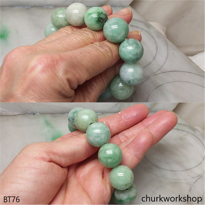 Green large beads jade bracelet