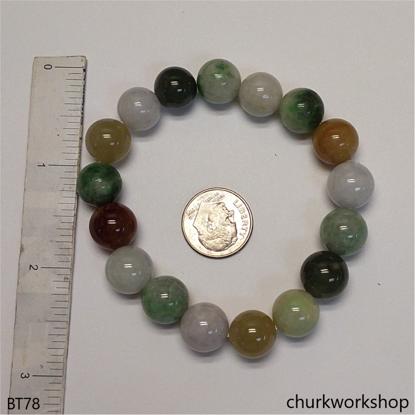 Multi-color jade beads bracelet