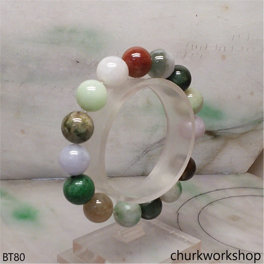 Multi-color jade beads bracelet