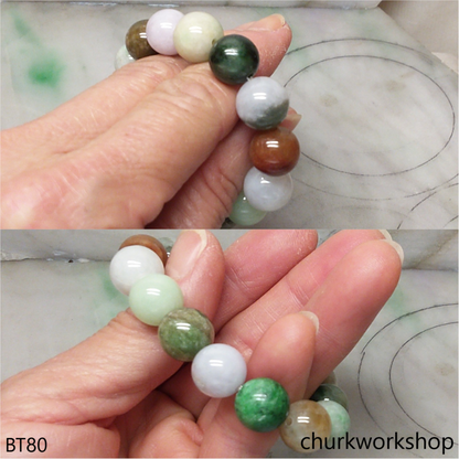 Multi-color jade beads bracelet