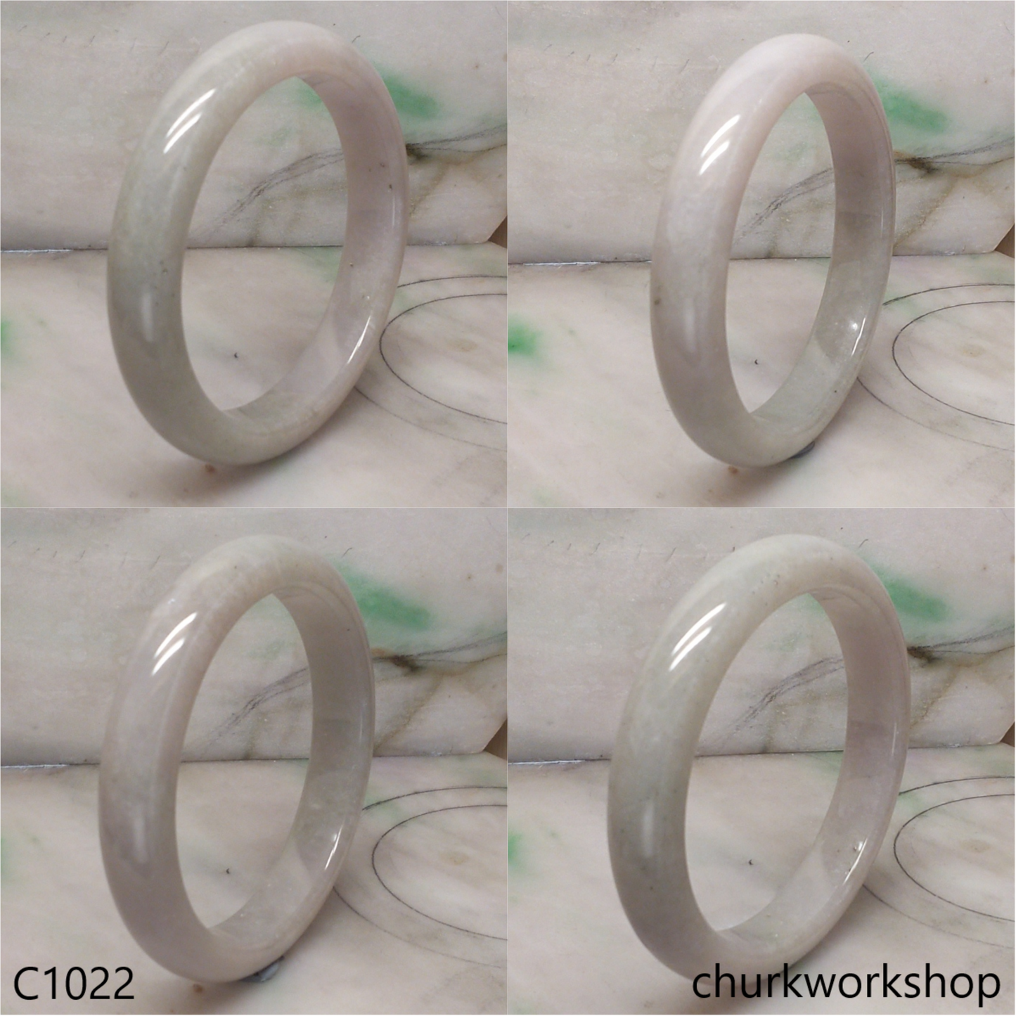 Large grayish lavender and pale green jade bangle