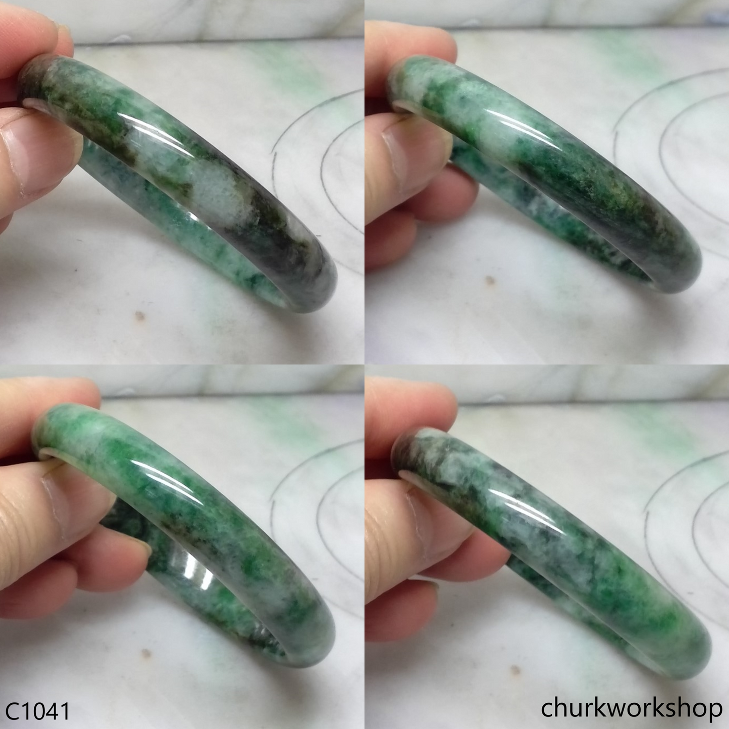 Bluish green jade bangle