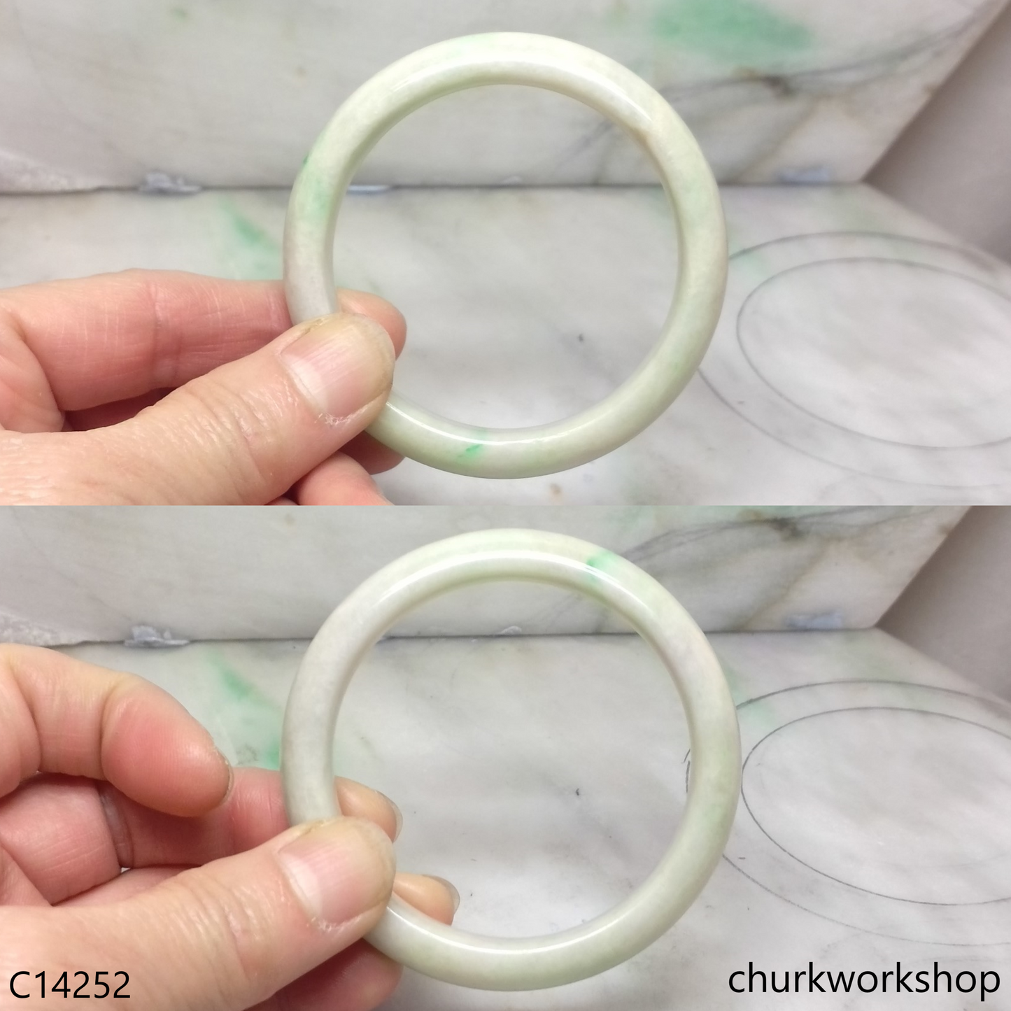 White base with green jade bangle
