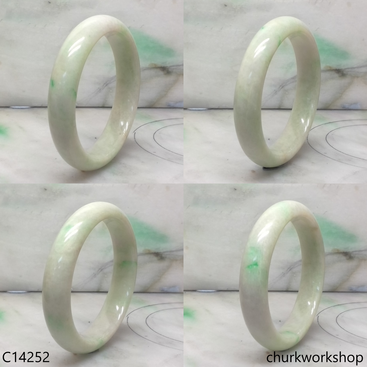 White base with green jade bangle