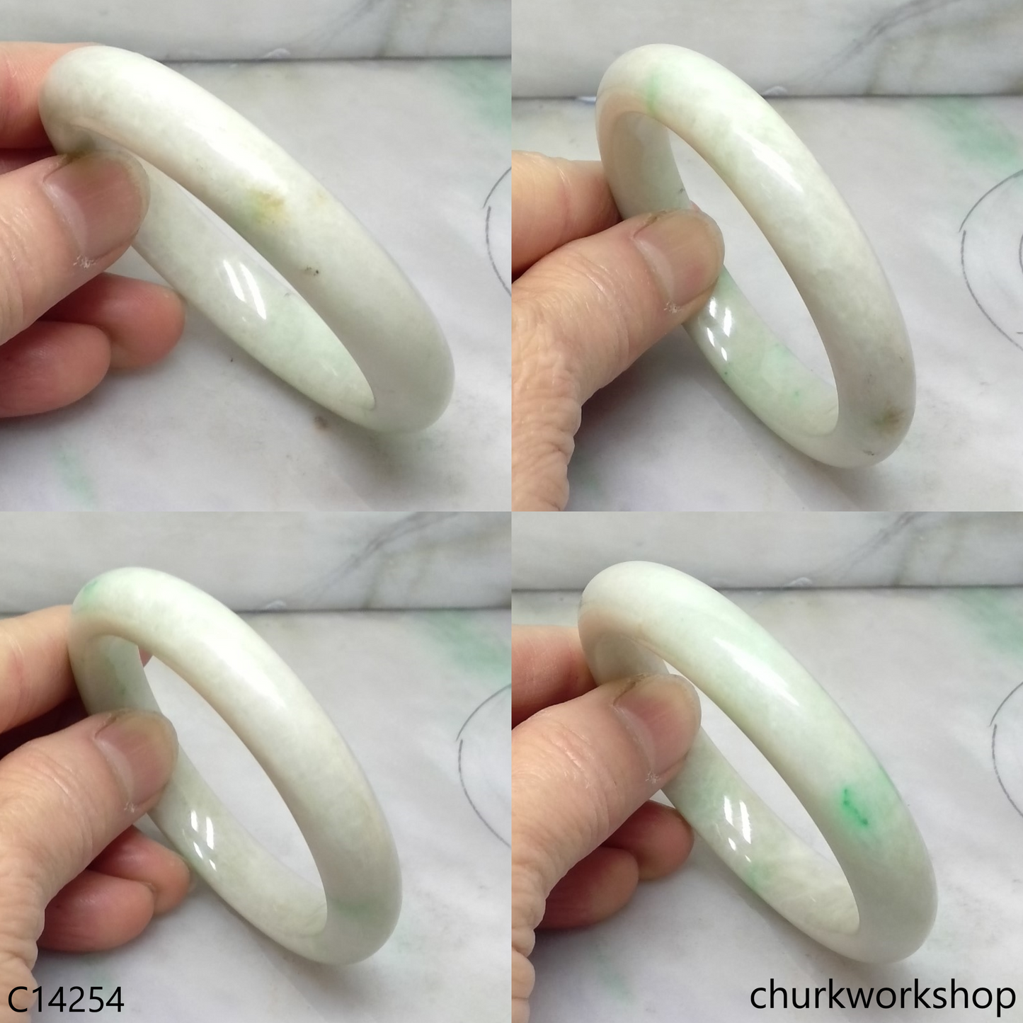 Small white base with green jade bangle