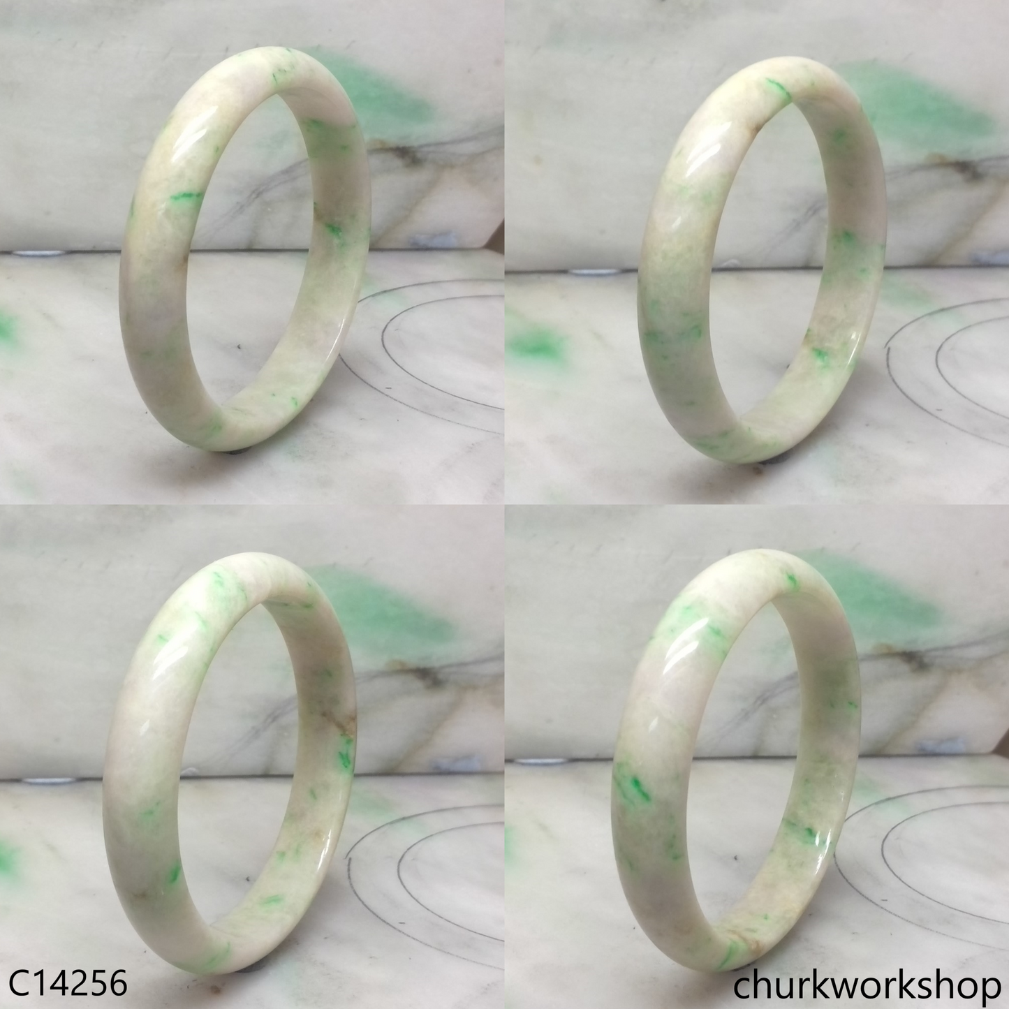 Pale green base with green jade bangle