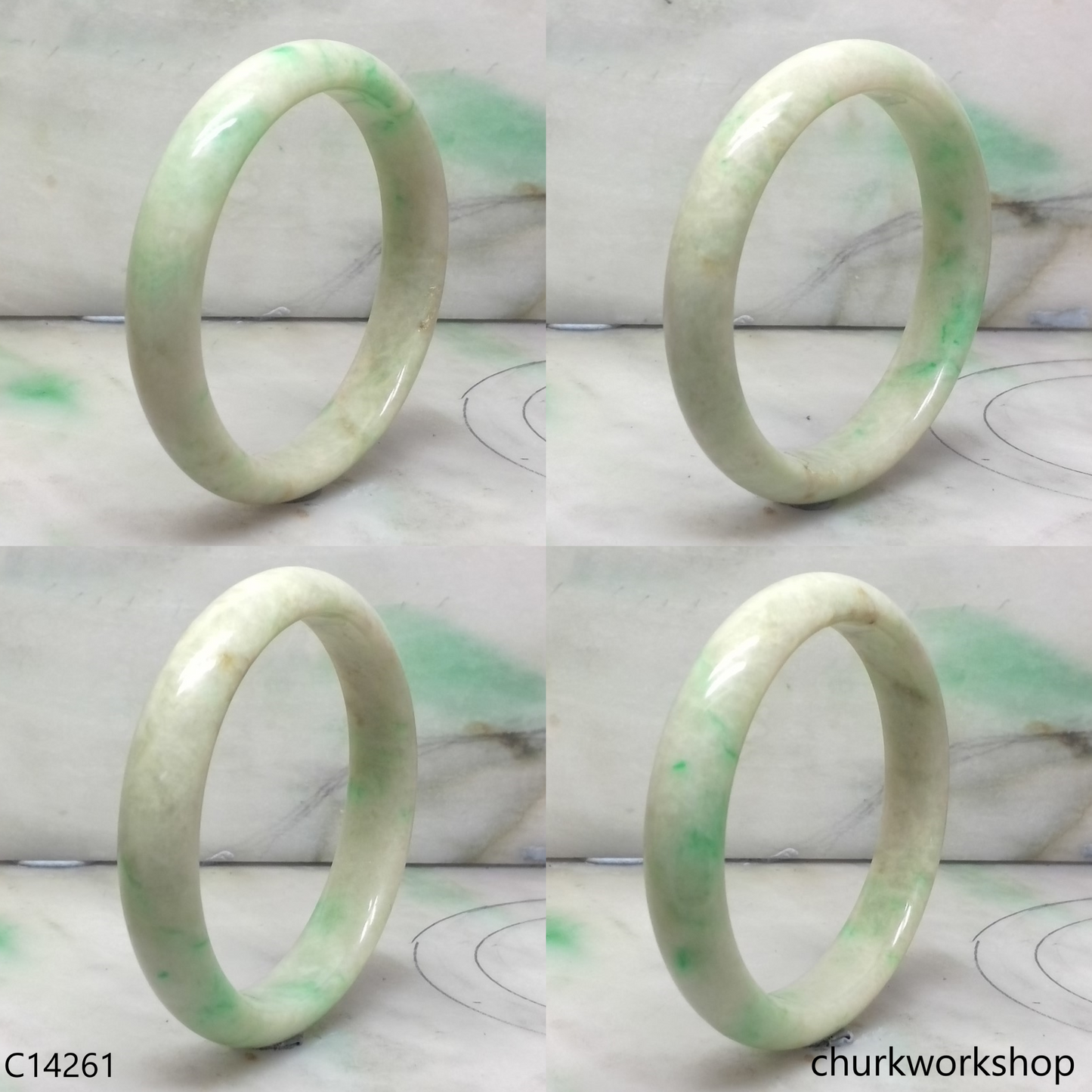 Light green base with splotches green jade bangle