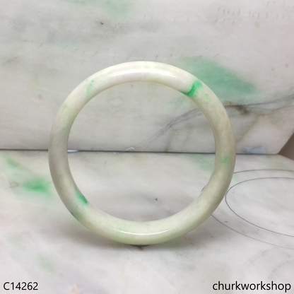 Pale green with splotches lavender jade bangle