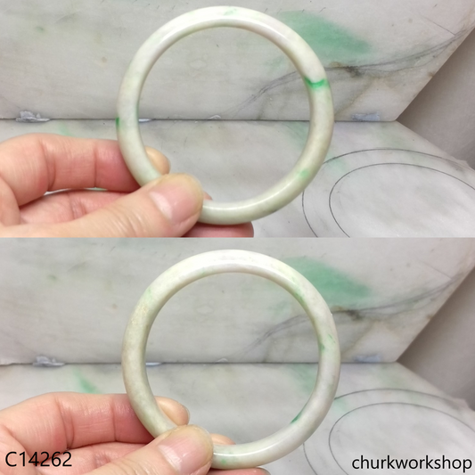 Pale green with splotches lavender jade bangle