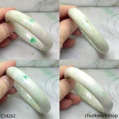 Pale green with splotches lavender jade bangle