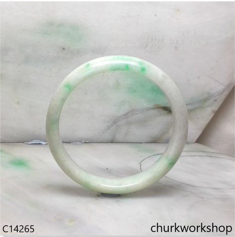 White base with splotches green jade bangle