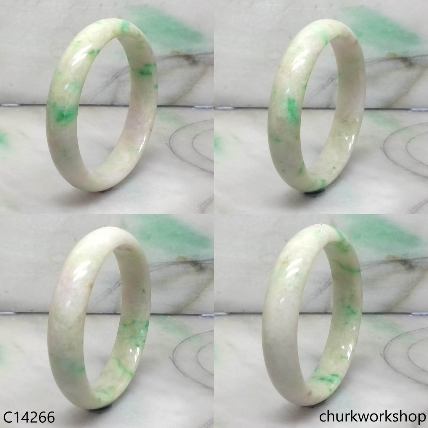White base with green jade bangle