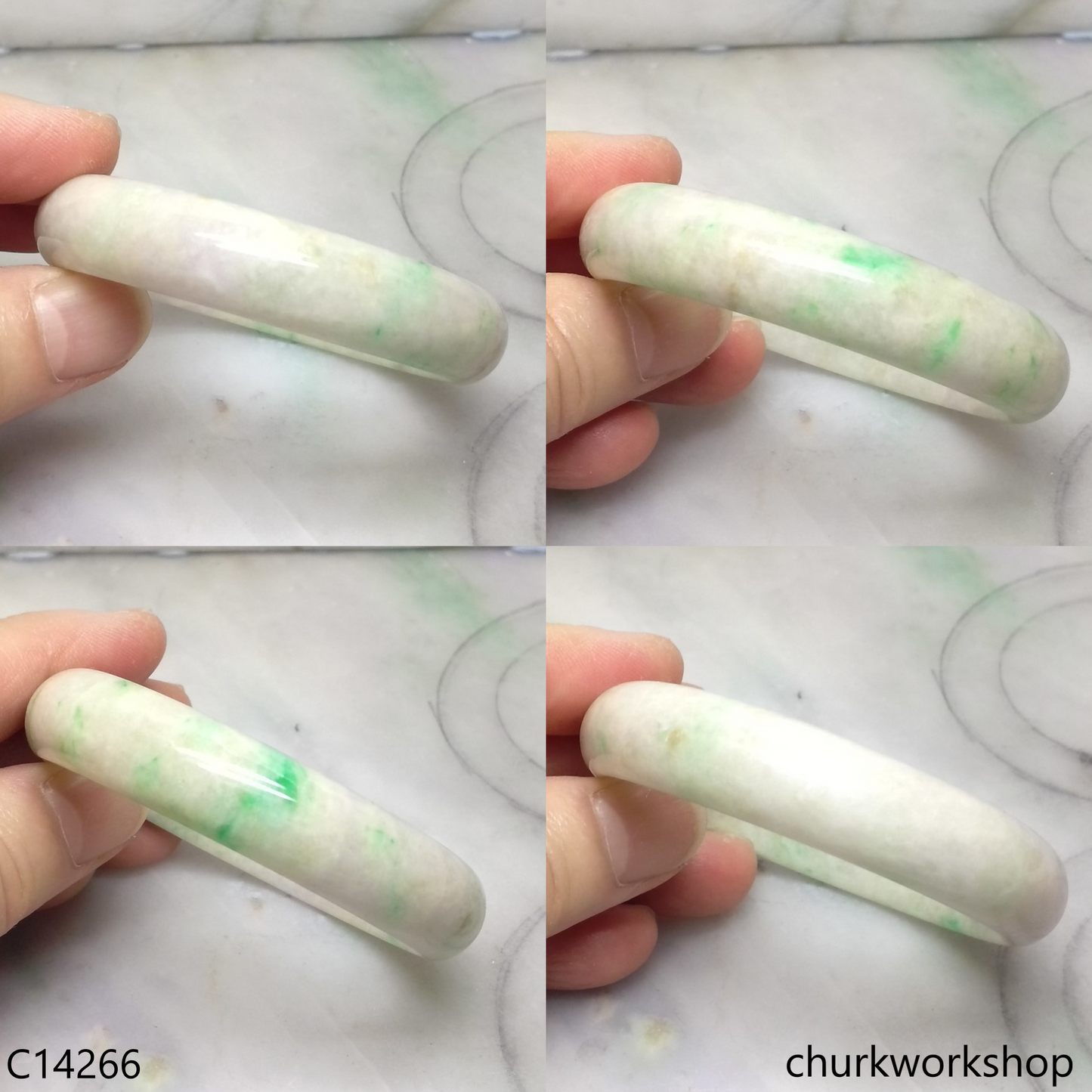 White base with green jade bangle