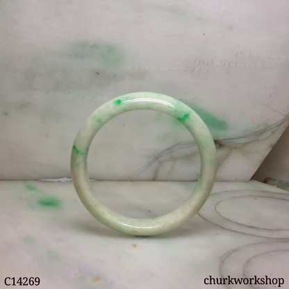 Small white base with apple green jade bangle