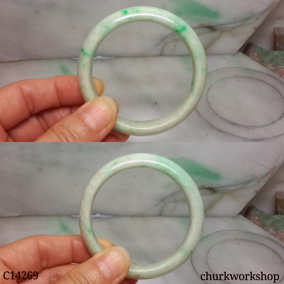 Small white base with apple green jade bangle