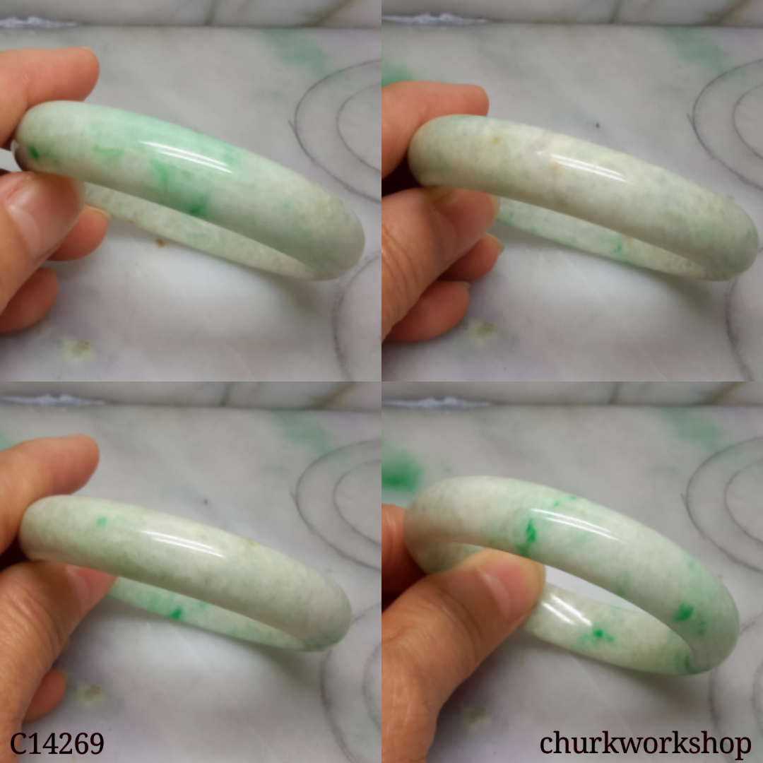 Small white base with apple green jade bangle
