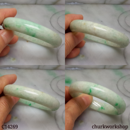 Small white base with apple green jade bangle