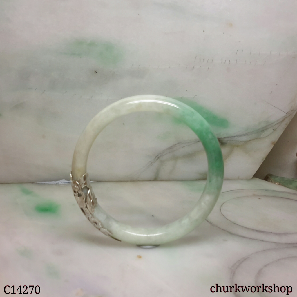 Silver wrapped jade bangle