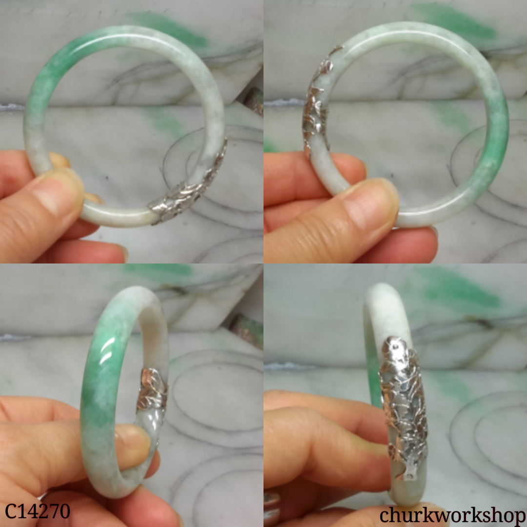Silver wrapped jade bangle