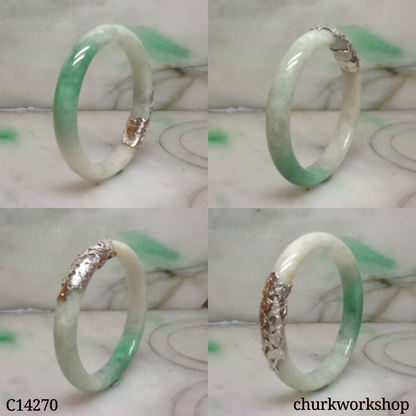 Silver wrapped jade bangle