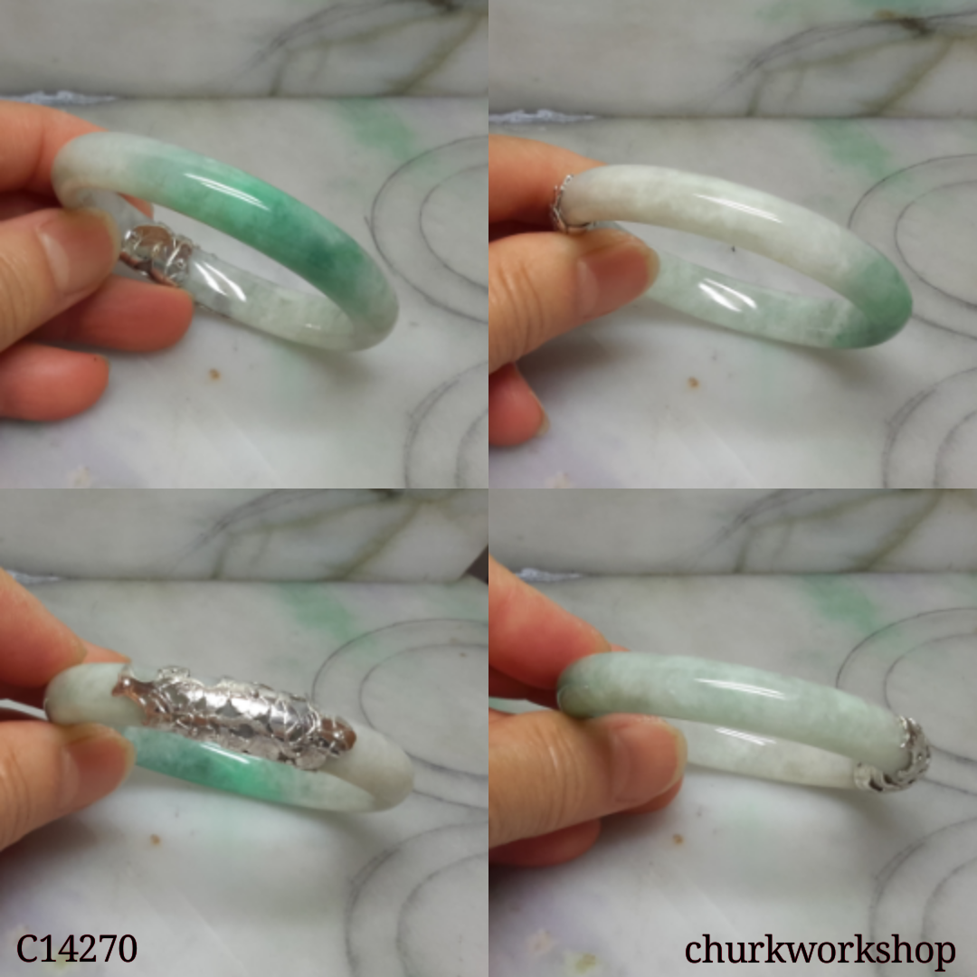 Silver wrapped jade bangle