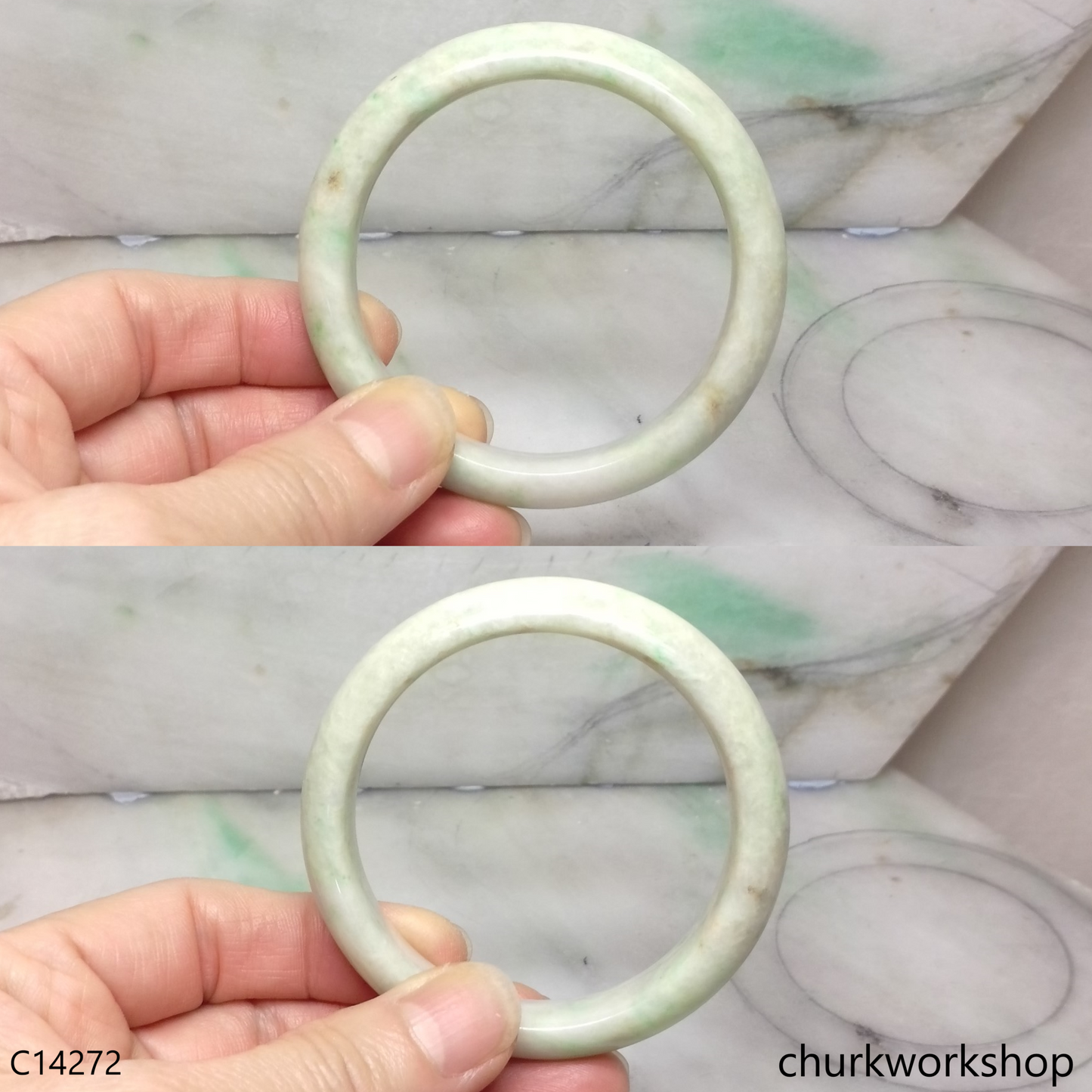 Pale green base with green jade bangle
